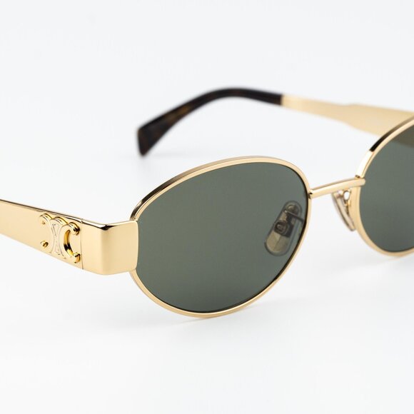 Celine TRIOMPHE Men Sunglasses Gold Green Oval CL40235U 30N NEW AUTHENTIC - Picture 5 of 15